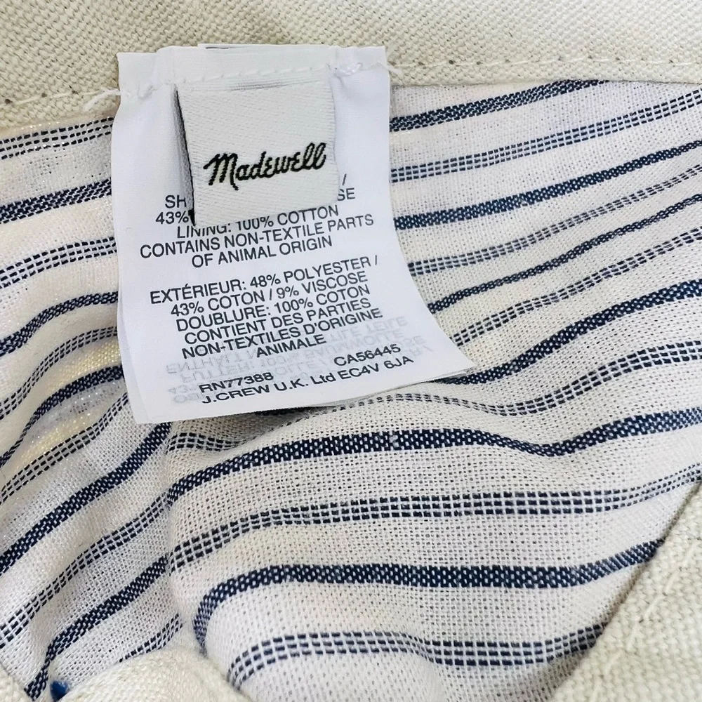 Madewell Navy and Cream Striped Ball cap with Adjustable Leather Strap